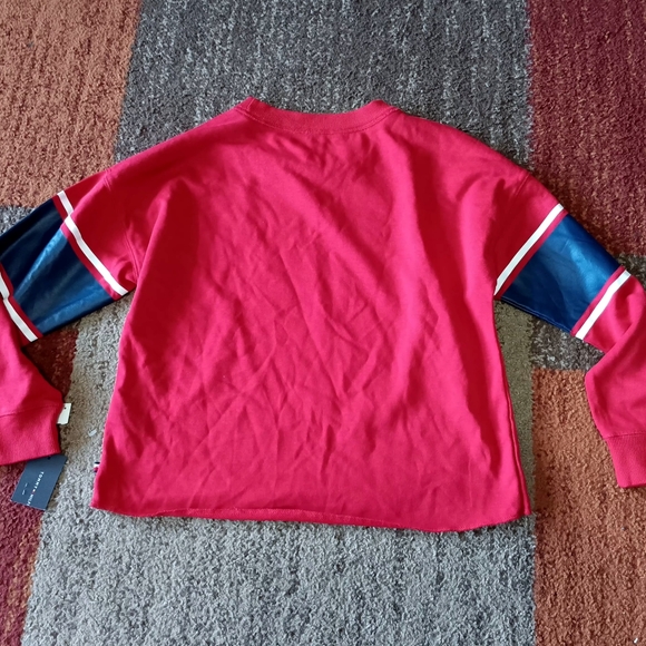 NEW Tommy Hilfiger Varsity Logo Crop Longsleeve Crewneck LG 12/14 - Picture 2 of 5